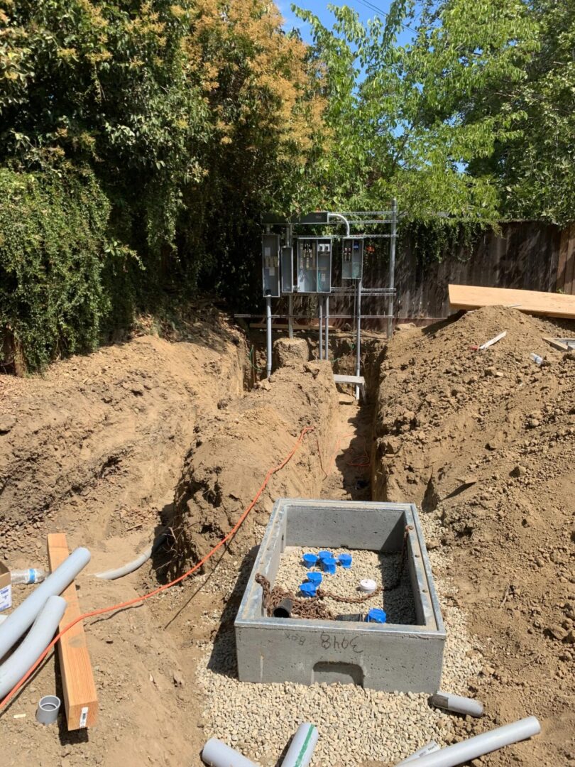 A trench is being dug for the construction of a house.